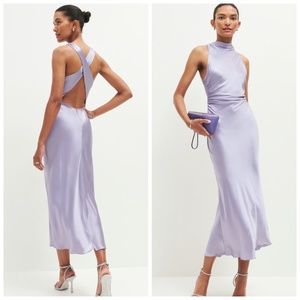 New NWT Reformation Casette Silk Midi Dress in Aura / lilac purple size 2 XS